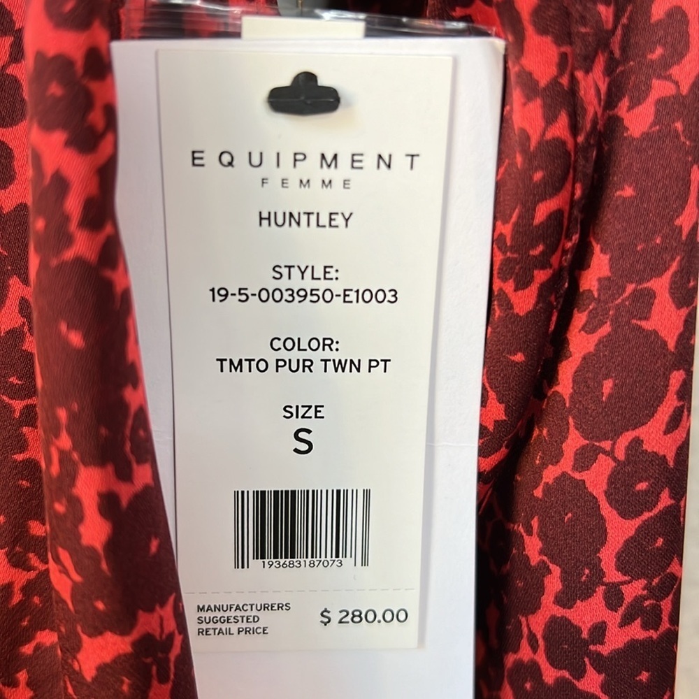 Equipment Huntley Floral Burgundy Red Long Sleeve Button Down Top Size S - Picture 9 of 11